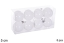 Pack 8 bolas blanca brillo 5 cm