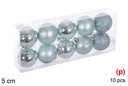 Pack 10 bolas verde menta brillo/mate/purpurina 5 cm