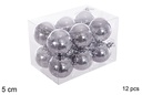 Pack 12 bolas gris brillo 5 cm