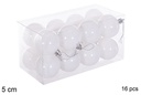Pack 16 bolas blanca brillo 5 cm