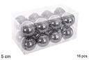 Pack 16 bolas gris brillo 5 cm