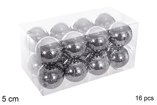 [116179] Pack 16 palline glitterate grigie 5 cm