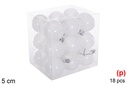 Pack 18 bolas blanca brillo 5 cm