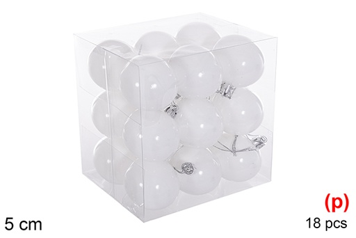 [116183] Pack 18 boules pailletées blanches 5 cm
