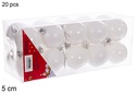Pack 20 bolas blanca brillo/mate 5 cm