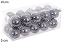 Pack 20 bolas gris brillo 5 cm
