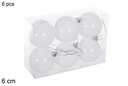Pack 6 bolas blanca brillo 6 cm