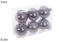 Pack 6 bolas gris brillo 6 cm