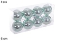 Pack 8 bolas verde menta brillo 6 cm