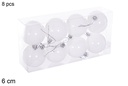 Pack 8 bolas blanca brillo 6 cm