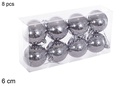 Pack 8 bolas gris brillo 6 cm