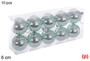 Pack 10 bolas verde menta brillo 6 cm