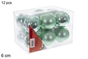 Pack 12 bolas verde menta brillo/mate 6 cm