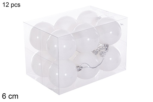 [116213] Pack 12 white glitter balls 6 cm
