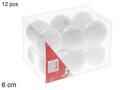 [116214] Pack 12 boules blanc brillant/mat 6 cm