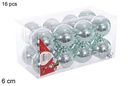 Pack 16 bolas verde menta brillo 6 cm