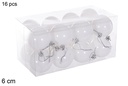 Pack 16 bolas blanca brillo 6 cm