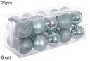 Pack 20 bolas verde menta brillo/mate/purpurina 6 cm