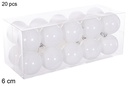 Pack 20 bolas blanca brillo 6 cm