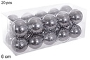 Pack 20 bolas gris brillo 6 cm