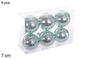 Pack 6 bolas verde menta brillo 7 cm