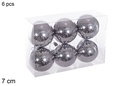 Pack 6 bolas gris brillo 7 cm