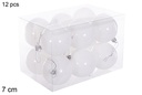 Pack 12 bolas blancas brillo 7 cm