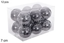 Pack 12 bolas gris brillo 7 cm