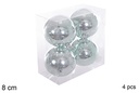 Pack 4 bolas verde menta brillo 8 cm