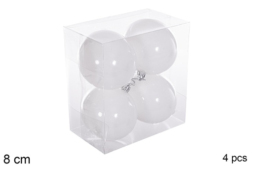 [116261] Pack 4 white glitter balls 8 cm