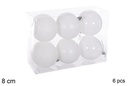Pack 6 bolas blanca brillo/mate 8 cm