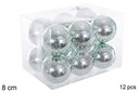 Pack 12 bolas verde menta brillo 8 cm