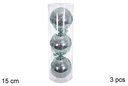 Pack 3 bolas verde menta brillo 15 cm