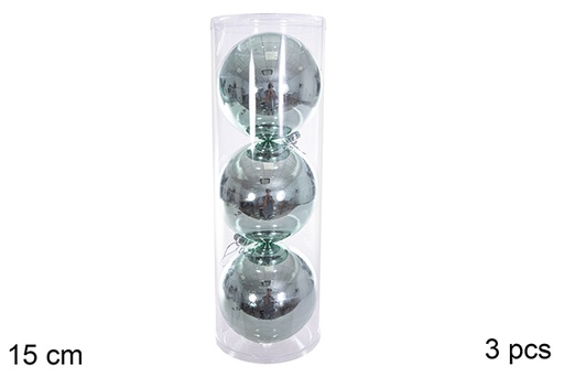 [116300] Pack 3 bolas verde menta brillo 15 cm