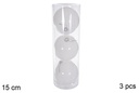 Pack 3 bolas blanca brillo 15 cm