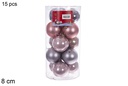 Pack 15 bolas oro rosa/gris brillo/mate surtidos cilindro 8 cm