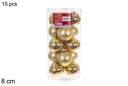 Pack 15 bolas oro brillo/mate surtidos cilindro 8 cm