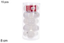 Pack 15 bolas blanca brillo/mate surtidos cilindro 8 cm