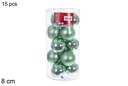 Pack 15 bolas verde menta brillo/mate surtidos cilindro 8 cm
