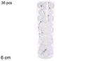 Pack 36 bolas blancas brillo cilindro 6 cm