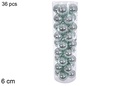 Pack 36 bolas verde menta brillo cilindro 6 cm