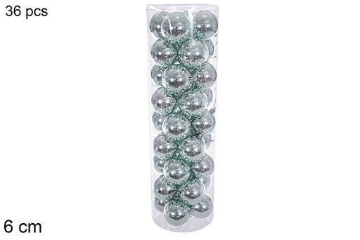[116325] Pack 36 palline glitter verde menta cilindro 6 cm
