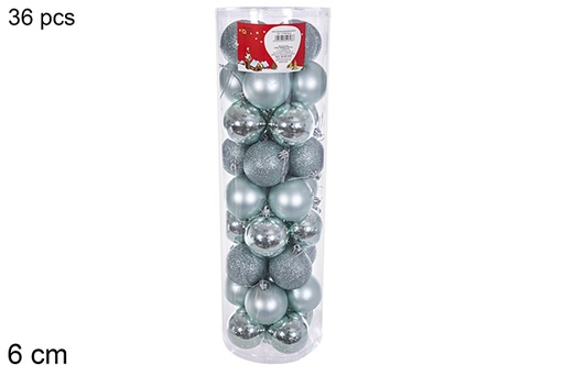 [116326] Pack 36 bolas verde menta brilhante/mate cilindro 6 cm