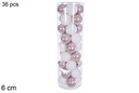 Pack 36 bolas oro rosa/blanca brillo cilindro 6 cm