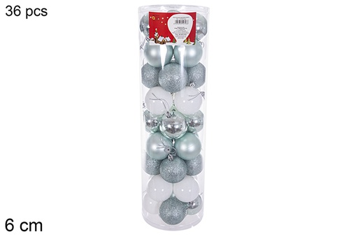 [116329] 36 mint green/white gloss/matte balls cylinder 6 cm