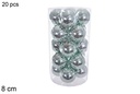 Pack 20 bolas verde menta brillo cilindro 8 cm