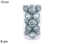 Pack 20 bolas verde menta brillo/mate/purpurina cilindro 8 cm
