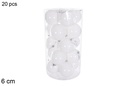 Pack 20 bolas blanca brillo cilindro 6 cm