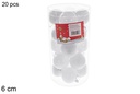 Pack 20 bolas blanca brillo/mate  cilindro 6 cm