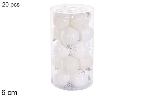 [116347] Pack 20 palline cilindriche bianche lucide/opache da 6 cm